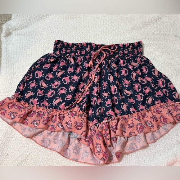 Simply Southern Pink Ruffled Tie Front Shorts - Picture 1 of 4